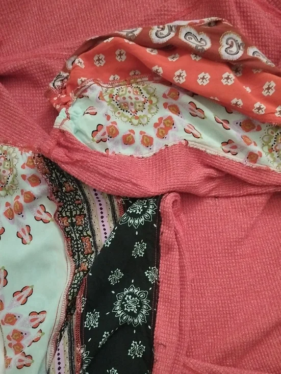 Free People We The Free Waffle Knit Boho Sleeves Blossom Top Oversized M - Picture 16 of 16